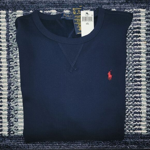 New Ralph Lauren Fleece Crewneck Mens Classic Sweatshirt Navy Size XXL 2XL - Picture 12 of 12